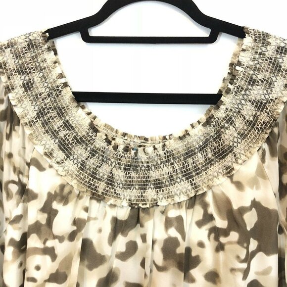 Alice + Olivia L Silk Smocked Off Shoulder Blouse - Picture 2 of 8